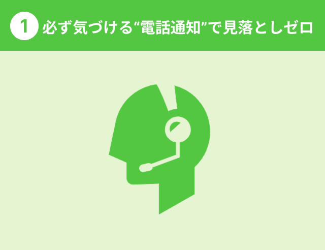 1.必ず気づける“電話通知”で見落としゼロ